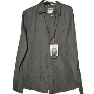 OurCaste Mens Gray Button Down Shirt Casual Water Repellant Size Medium